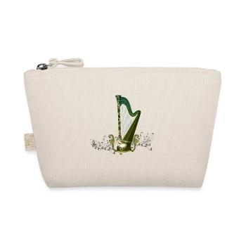 Harpe celtique avec noeud celtique et fleurs avec oiseau - Trousse biologique - nature - Devant