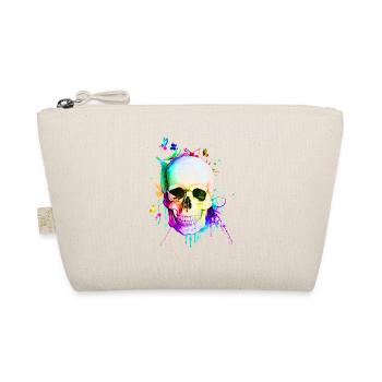 Aquarell Totenkopf Skelett Schädel Geschenk - Bio-Täschchen - Natur - Vorne