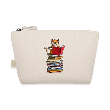 Cute Cats, Books and Tea Funny Bibliophile Kitty L - Organic Pouch - nature - Front