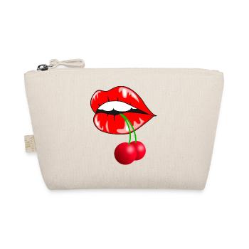 Lips Mouth Motif - Organic Pouch - nature - Front