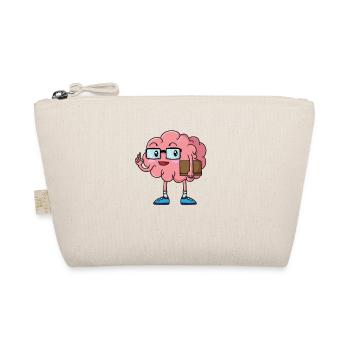 Nerd brain with book and glasses - Organic Pouch - nature - Front