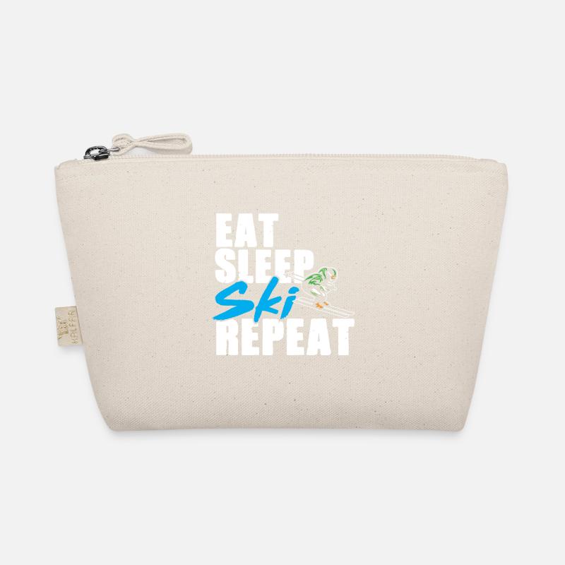 Eat Sleep Ski Repeat Geschenkidee Skifahrer Bio-Täschchen
