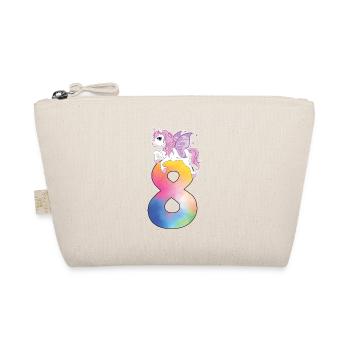 Unicorn with rainbow number 8th birthday - Organic Pouch - nature - Front