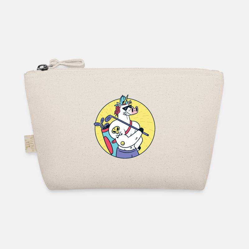 Starkes Einhorn mit Tätowierung spielt Golf Bio-Täschchen