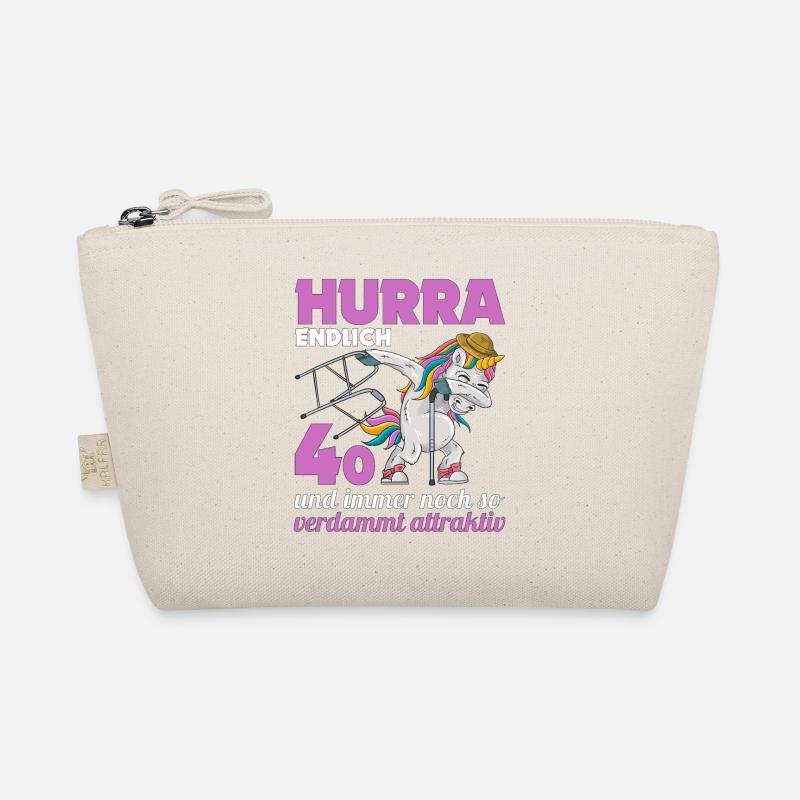40. Geburtstag 40 Jahre Einhorn mit Rollator Stock Bio-Täschchen