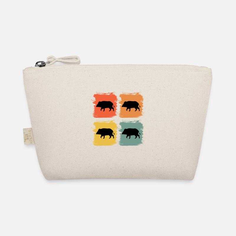 Wildschwein Wildtier Retro Pop Art Geschenkidee - Bio-Täschchen - Natur