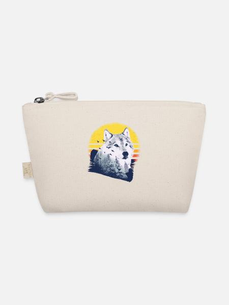 Wolf motif nature wolves - Organic Pouch - nature - Front
