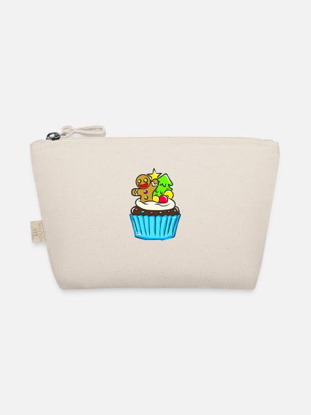 Muffin for Christmas with gingerbread men blue - Organic Pouch - nature