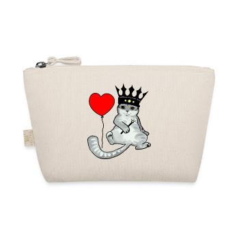 Cat birthday king heart congratulation - Organic Pouch - nature - Front