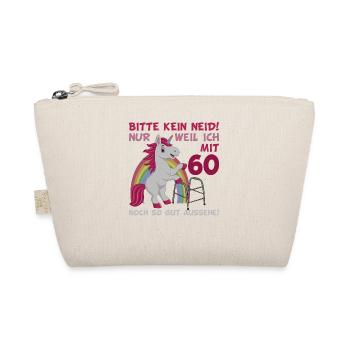 60. Geburtstag 60 Jahre Einhorn mit Rollator Stock - Bio-Täschchen - Natur - Vorne