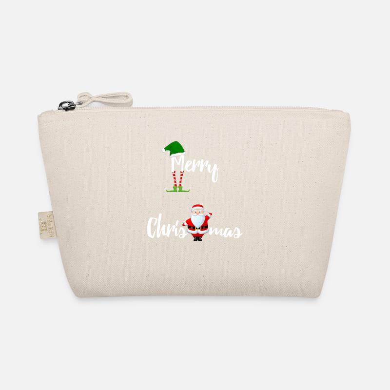Frohe Weihnachten mit Weihnachtsmann und Elf - Bio-Täschchen - Natur
