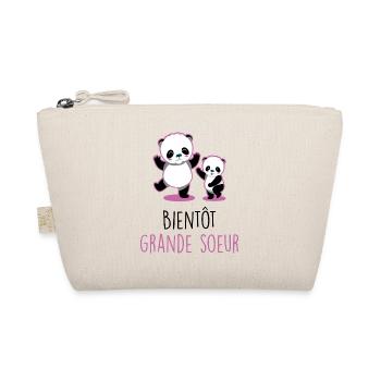Bientôt nouvelle grande soeur bébé panda kawaii - Trousse biologique - nature - Devant