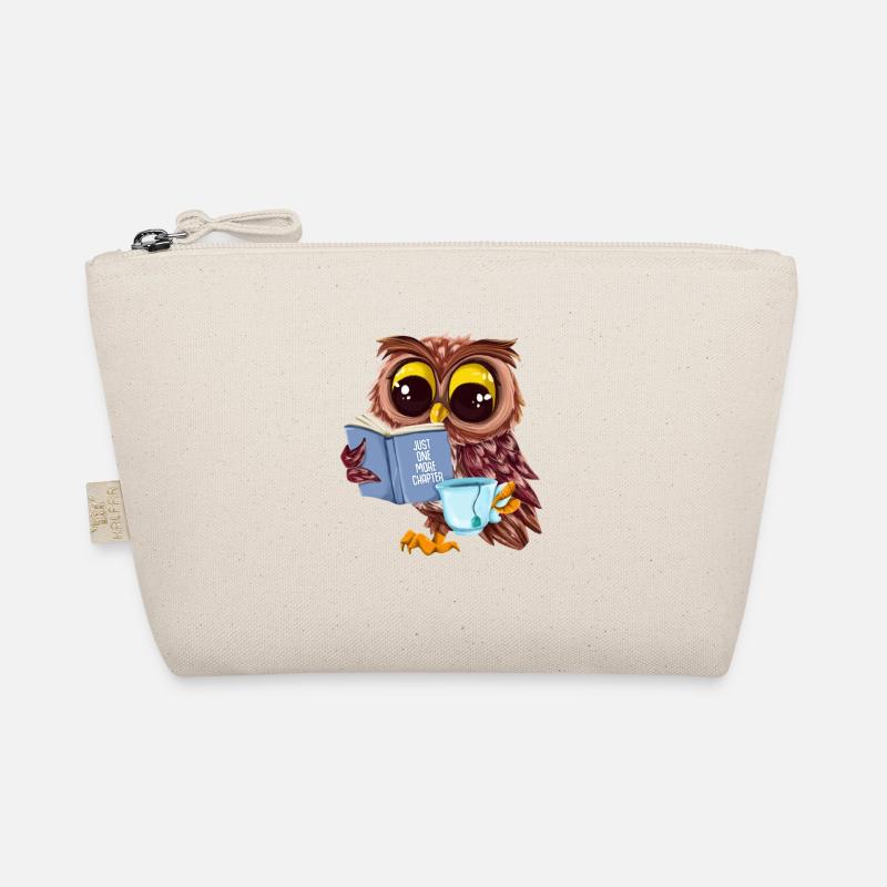 Cute owl reads book and drinks tea bookworm book Organic Pouch