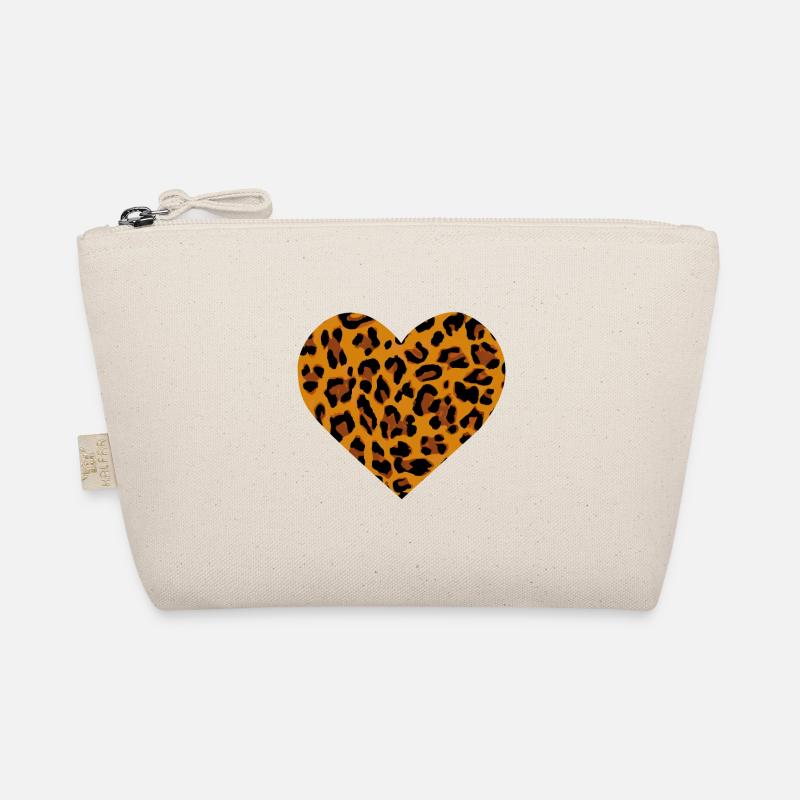 Heart with leopard skin pattern gift Organic Pouch