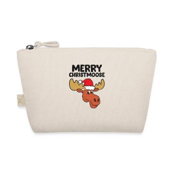 Merry Christmoose Funny Moose Christmas Hat Moose - Organic Pouch - nature - Front