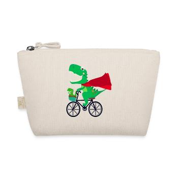 funny superhero dinosaur on bike - Organic Pouch - nature - Front