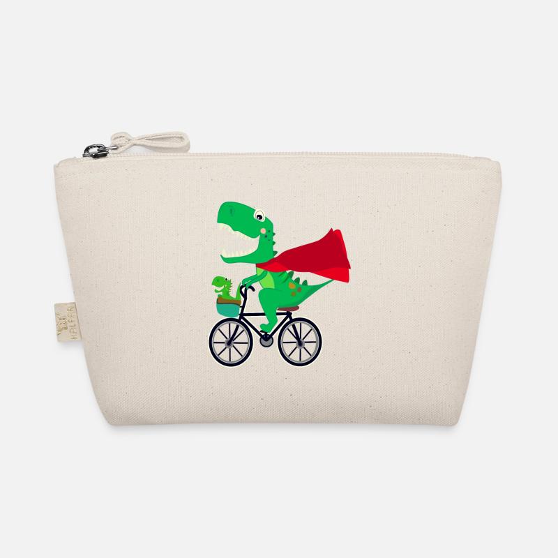 lustiger Superheld Dinosaurier auf dem Fahrrad - Bio-Täschchen - Natur