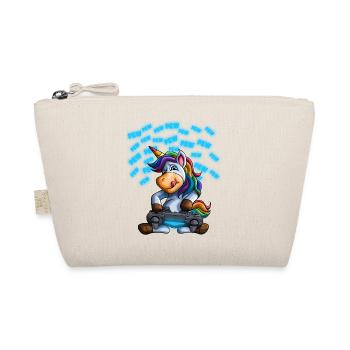 Pew Gamer Unicorn Funny PewPewPew Video Gaming Gif - Organic Pouch - nature - Front