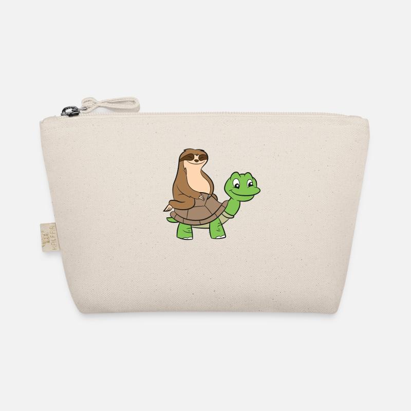 Sloth On Turtle Funny Sloth Rides Turtle Sloths Organic Pouch