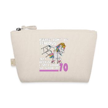 70th birthday 70 years unicorn with rollator stick - Organic Pouch - nature - Front