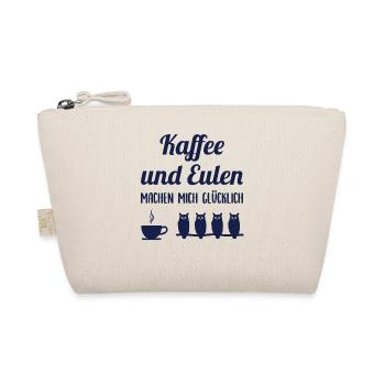 Eule Kaffee Liebhaber Glücklich Spruch Geschenk - Bio-Täschchen - Natur - Vorne