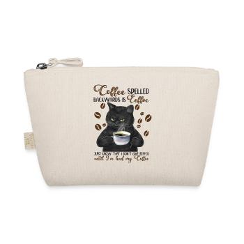 Black Cat Drinking Coffee Funny Coffee T Shirt - Bio-Täschchen - Natur - Vorne