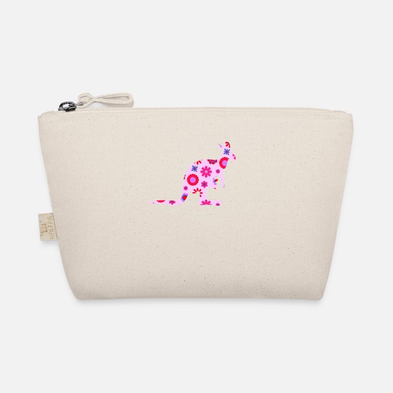 Bunte Känguru-Silouhette Blumen Print Tierfreund - Bio-Täschchen - Natur