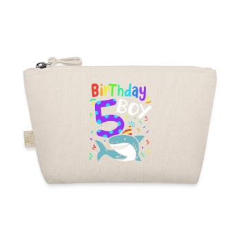5th birthday shark - Organic Pouch - nature - Front