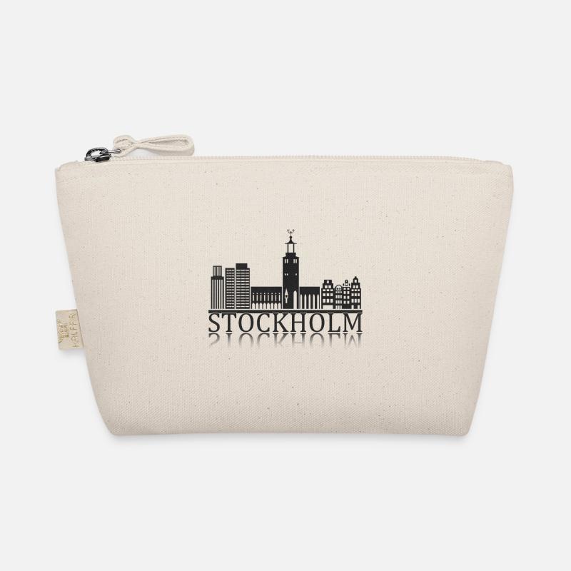 Stockholm Skyline Silhouette - Bio-Täschchen - Natur