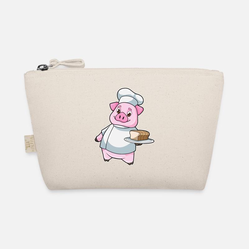 Cochon comme cuisinier avec un plateau et un gâteau - Trousse biologique - nature