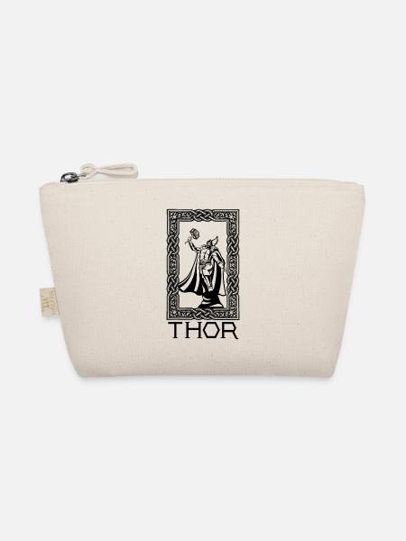 Thor and Mjolnir Viking Norse Cosmology - Organic Pouch - nature - Front