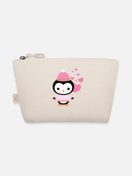 Sweet penguin with heart celebrates love - Organic Pouch - nature - Front