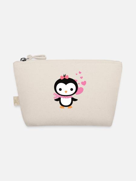 Sweet penguin with heart celebrates love - Organic Pouch - nature - Front