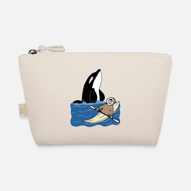 Eskimo Kind mit Kayak und Orca - Bio-Täschchen - Natur