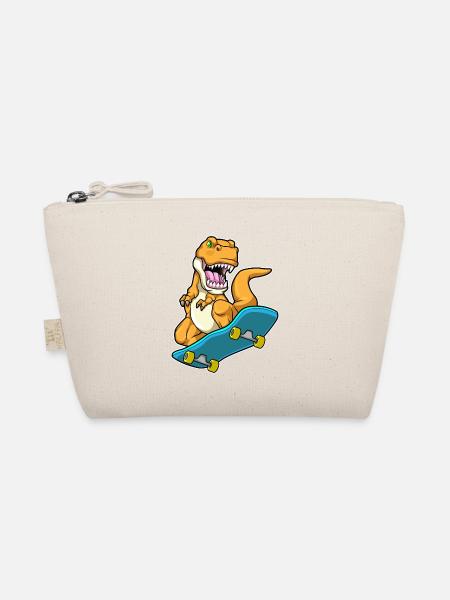 Dinosaur Skater Skateboard - Organic Pouch - nature