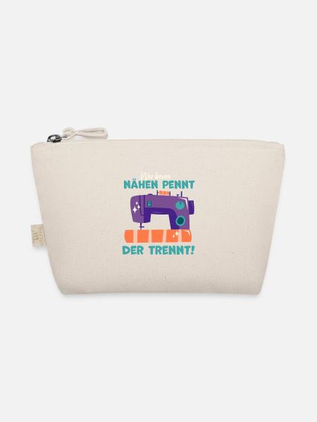 Wer beim nähen pennt, der trennt, Geschenk Näherin - Bio-Täschchen - Natur