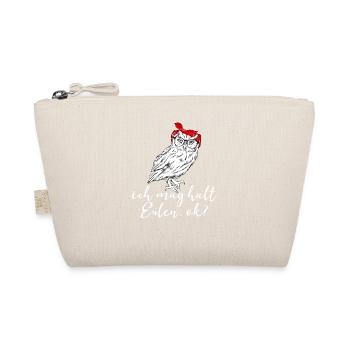 ich mag halt Eulen ok süßes Eulen Geschenk - Bio-Täschchen - Natur - Vorne
