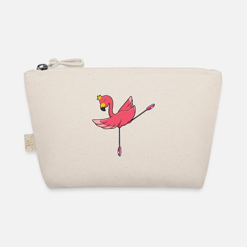 Flamingo als Ballerina beim Ballett mit Krone - Bio-Täschchen - Natur