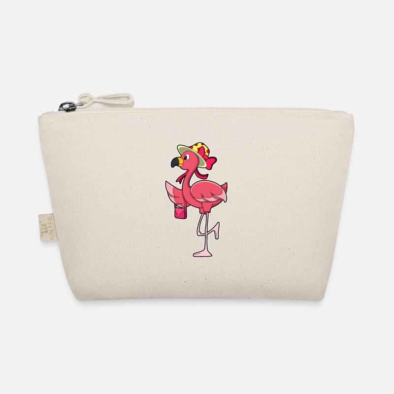Flamingo mit Handtasche & Hut Bio-Täschchen
