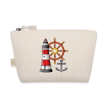 Leuchtturm Steuerrad Anker Maritim Seemann Ahoi - Bio-Täschchen - Natur - Vorne