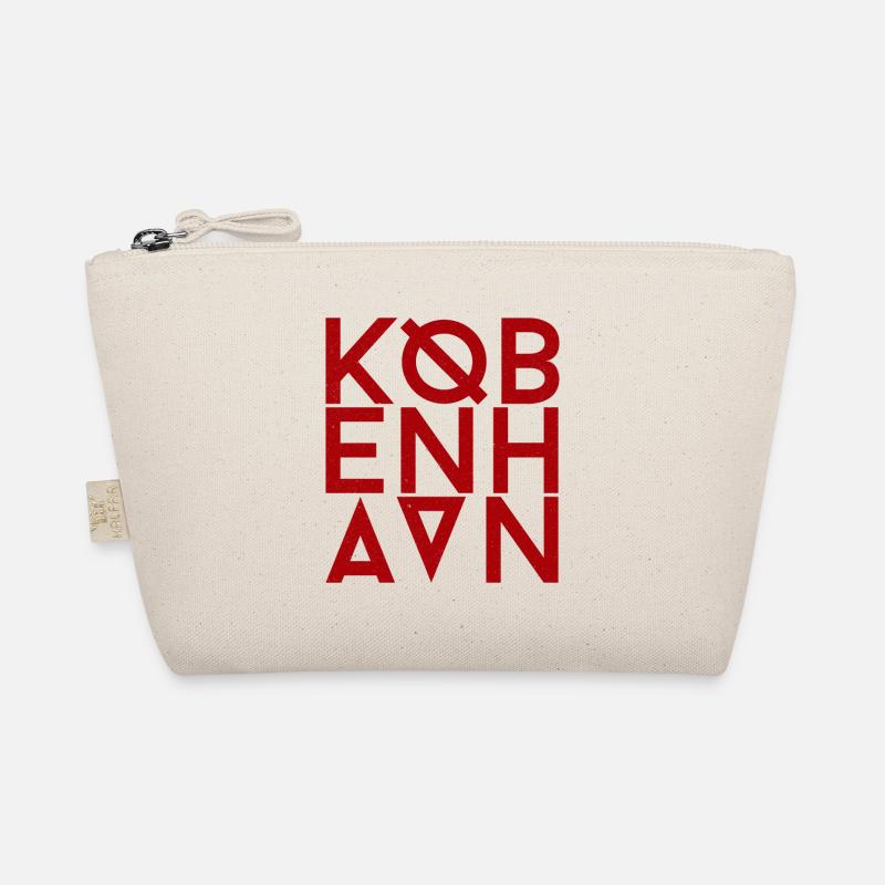 København Typo Monogram in Crimson Red - Bio-Täschchen - Natur