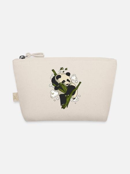 Schlafender Panda Pandabär Geschenk Tier Bambus - Bio-Täschchen - Natur - Vorne
