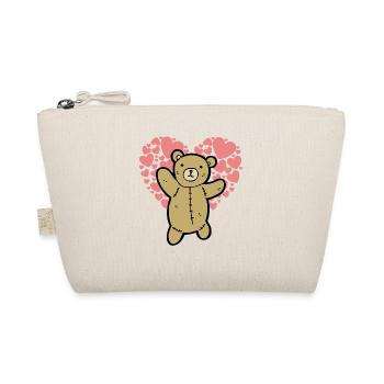 Cute little teddy bear with hearts - Organic Pouch - nature - Front