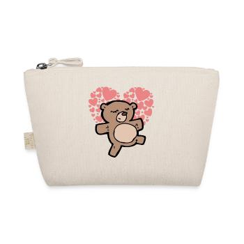 Cute little teddy bear with hearts - Organic Pouch - nature - Front