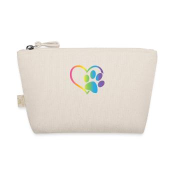 Heart Paw Print Dog Cat Lover Valentines Day - Organic Pouch - nature - Front