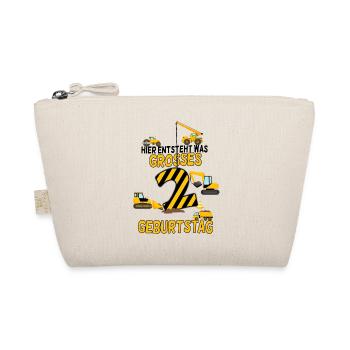 2.Geburtstag Geburtstagskind Baustelle Kran Bagger - Bio-Täschchen - Natur - Vorne