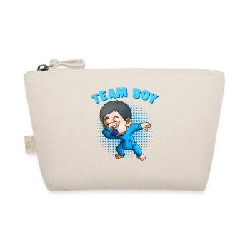 Team Boy Funny Gender Reveal Party Dabbing Black B - Organic Pouch - nature - Front