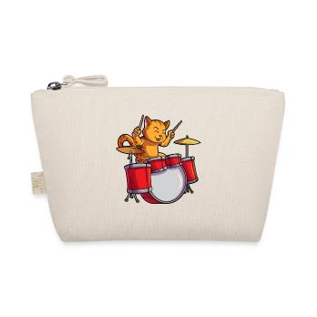 Drummer Cat Kitty Drums Funny Cat Drummer Rocker - Organic Pouch - nature - Front