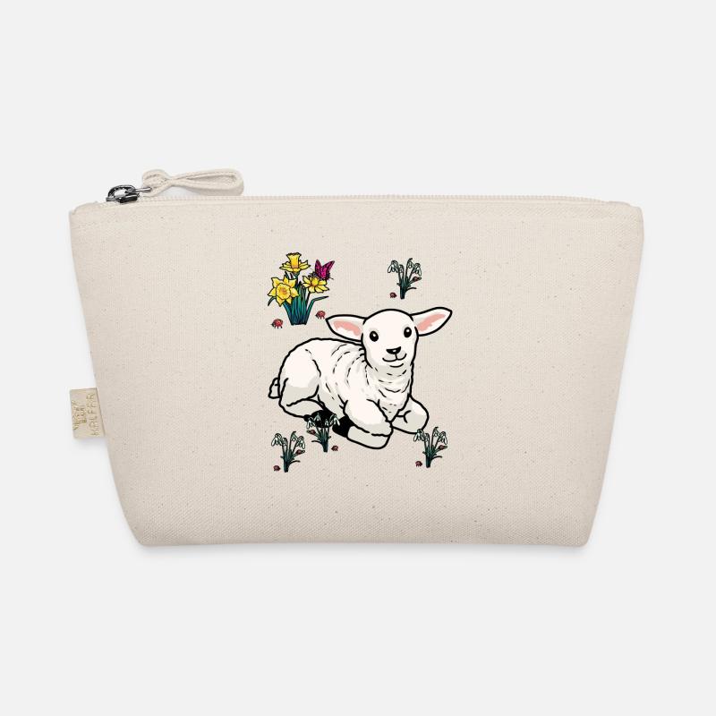 Happy Easter Nature Spring Lamb Ungulates Sheep Organic Pouch