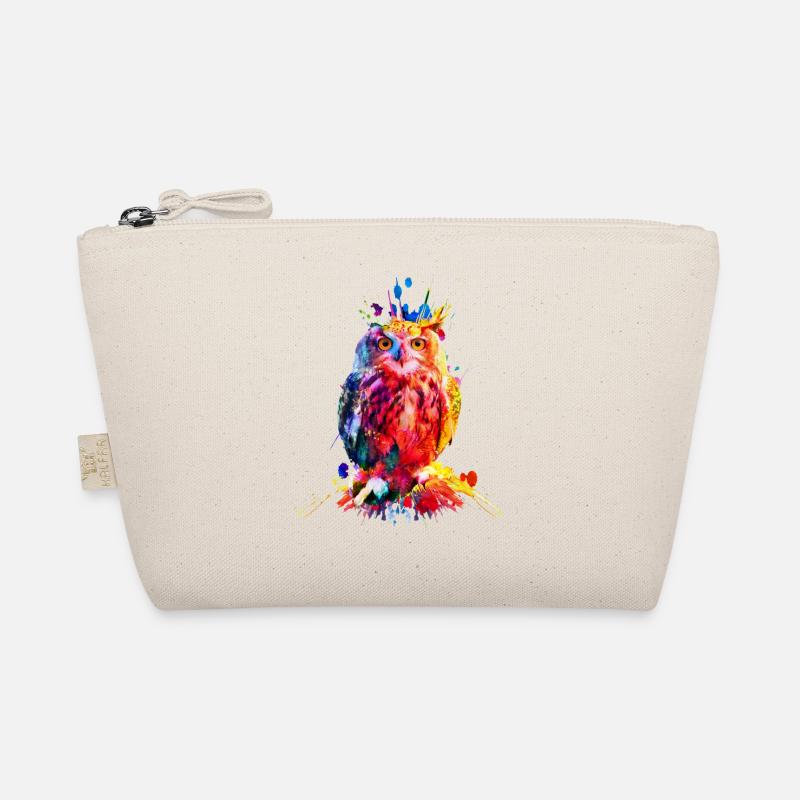 Bunte Eule, Aquarell - Bio-Täschchen - Natur